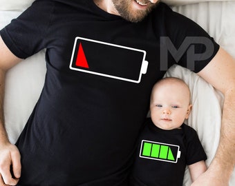 Father and son matching shirts daddy and son shirts daddy and daughter shirts fathers day gift father and daughter shirts battery shirts