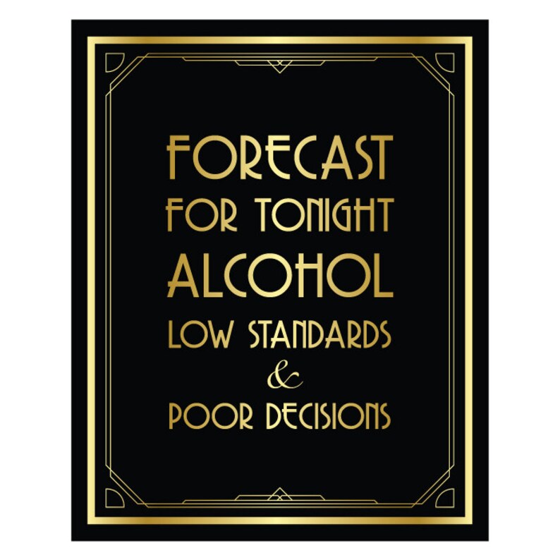 ALCOHOL SIGN, Art Deco, Great Gatsby, Roaring 20s, Party Decoration, Bar Sign, Wedding Sign