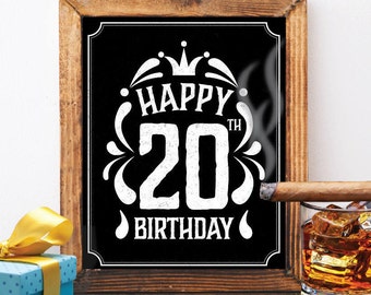 Happy 20th birthday 20th birthday decoration 20th birthday 20th birthday card vintage birthday chalkboard birthday jack daniels whiskey