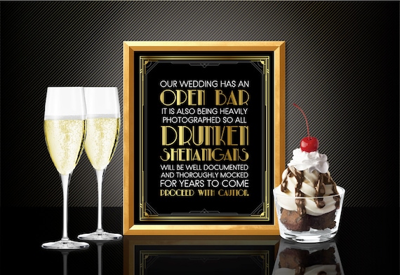 Great Gatsby Party Decorations, Gatsby Art Deco, Great Gatsby Open Bar  Sign, Roaring 20s Party Decorations, Gatsby Wedding Decorations, 