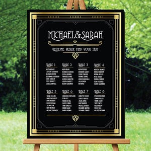 Art deco wedding Great Gatsby wedding great gatsby seating chart art deco seating chart wedding seating chart wedding seating poster sign