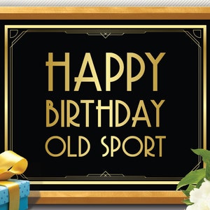 HAPPY BIRTHDAY sign, printable happy birthday sign, art deco happy birthday, gatsby happy birthday, roaring 20s happy birthday, birthday