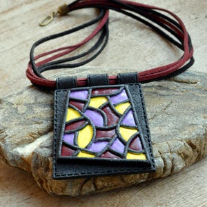 Modern jewelry Design necklace Contemporary jewelry Fashion jewelry Large pendant necklace Polymer clay jewelry for women Abstract necklace image 1