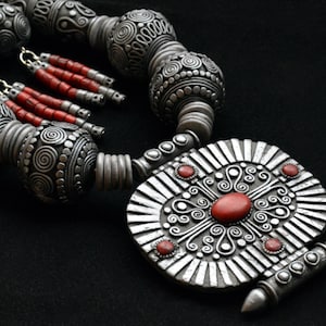 Tibetan beaded necklace Polymer clay jewelry set Statement necklace Dangle earrings Tibetan style Tibetan jewelry set Inspirational