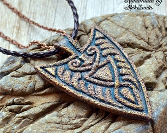 Statement Arrowhead necklace pendant Mother gift Unique necklace Unique jewelry Boho arrow necklace Unusual Polymer clay jewelry