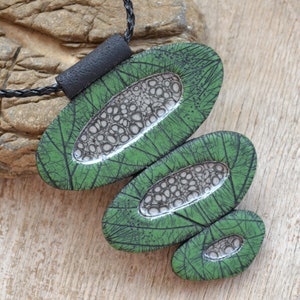 Green pendant Green necklace Statement necklace Statement pendant Large necklace Large pendant Polymer clay jewelry Gift Inspirational