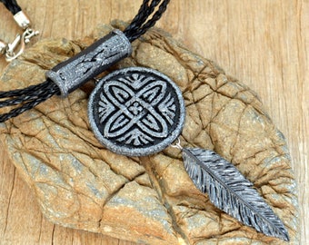 Celtic necklace Inspirational Mother gift for her Celtic pendant Celtic jewelry Boho necklace Boho jewelry Feather necklace Feather jewelry