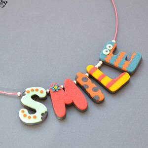 Inspirational Smile necklace Bright necklace Summer necklace Funny necklace Cute necklace Cute jewelry Multicolor necklace Letter necklace