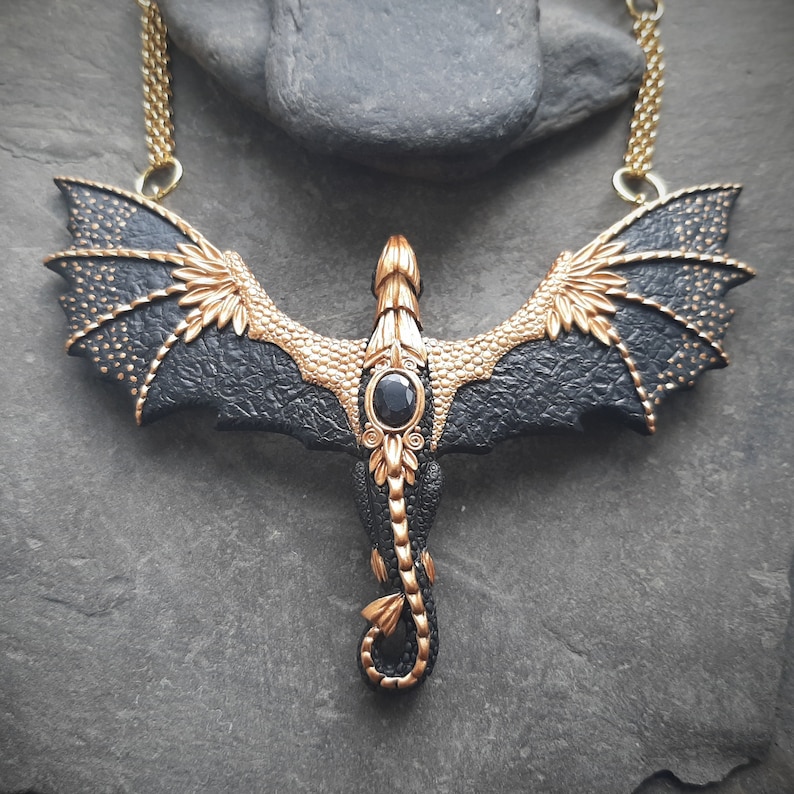 Black dragon necklace with opal image 6