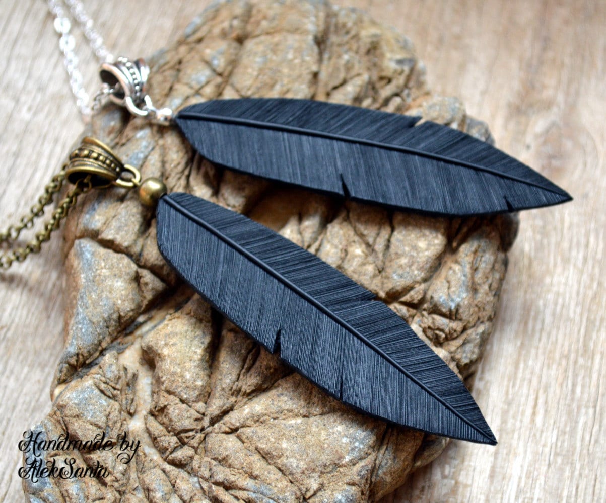 Raven feather necklace deals