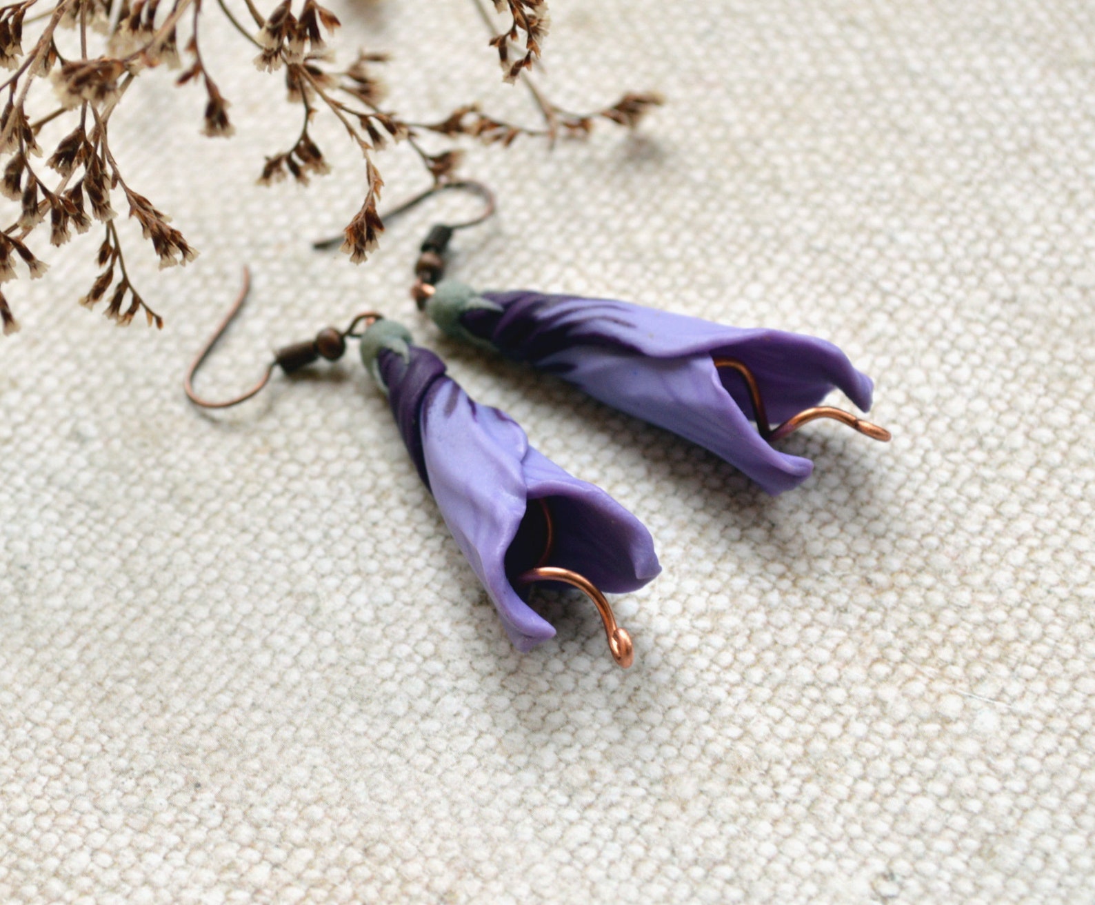 Purple Lilac Flower Earrings Statement Jewelry for Women Long Etsy