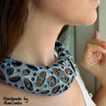 Fashion Unusual Chunky Statement Necklace - Bold Gray & Black Polymer Clay Jewelry Gift