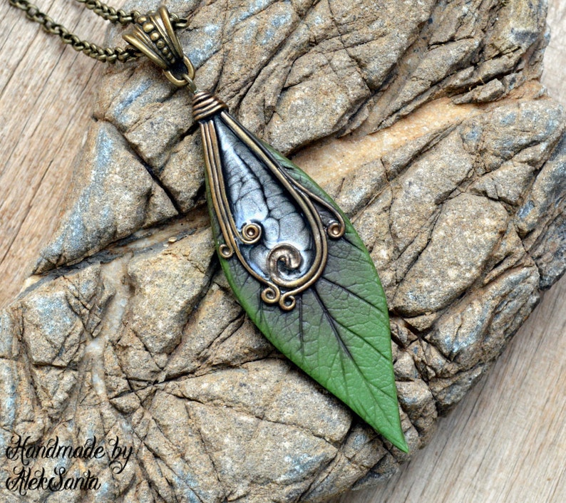 Inspirational Leaf Necklace Leaf Pendant Leaf Jewelry Green Etsy