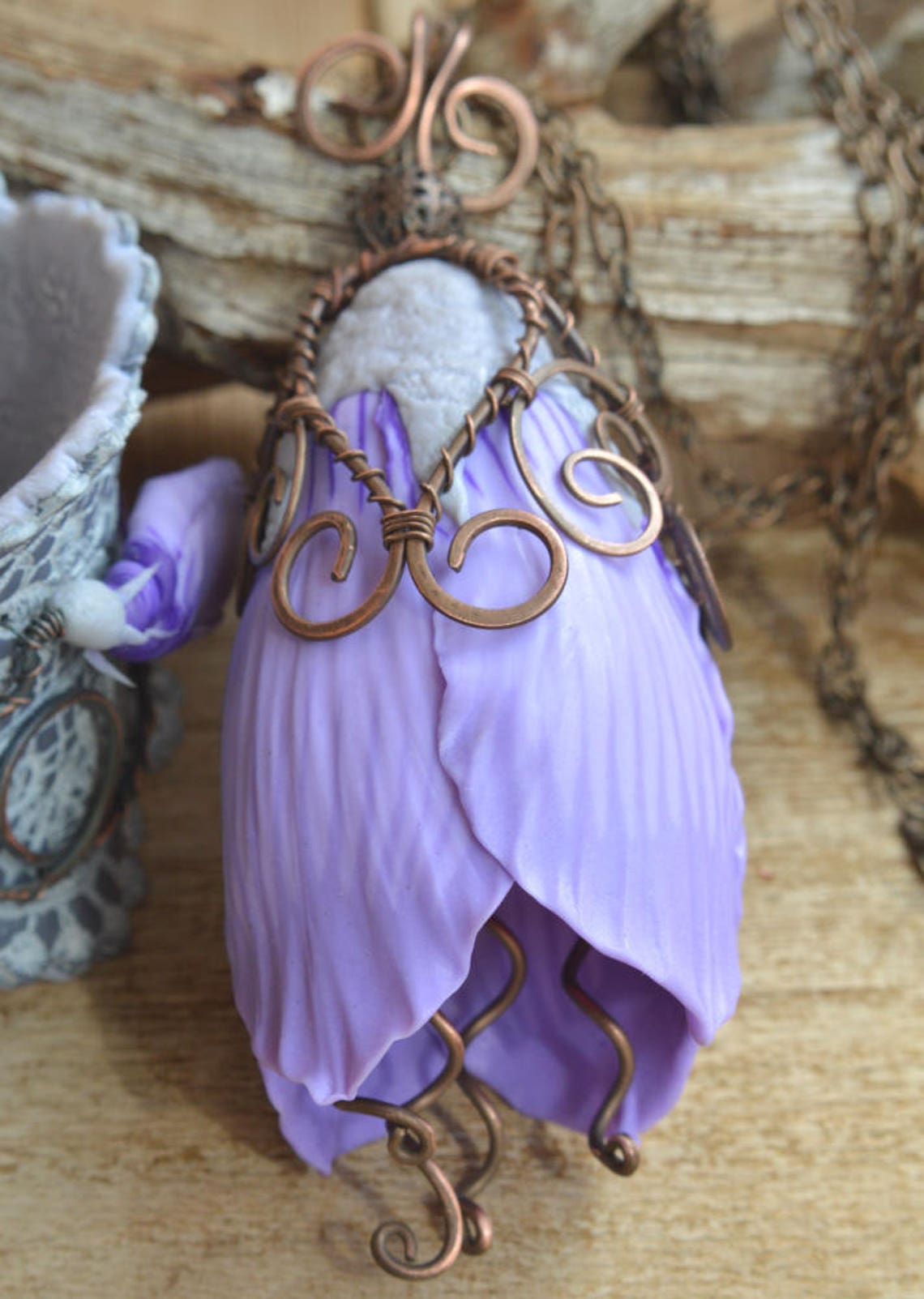 Lilac Flower Jewelry Lilac Flower Necklace Large Pendant Wide Etsy