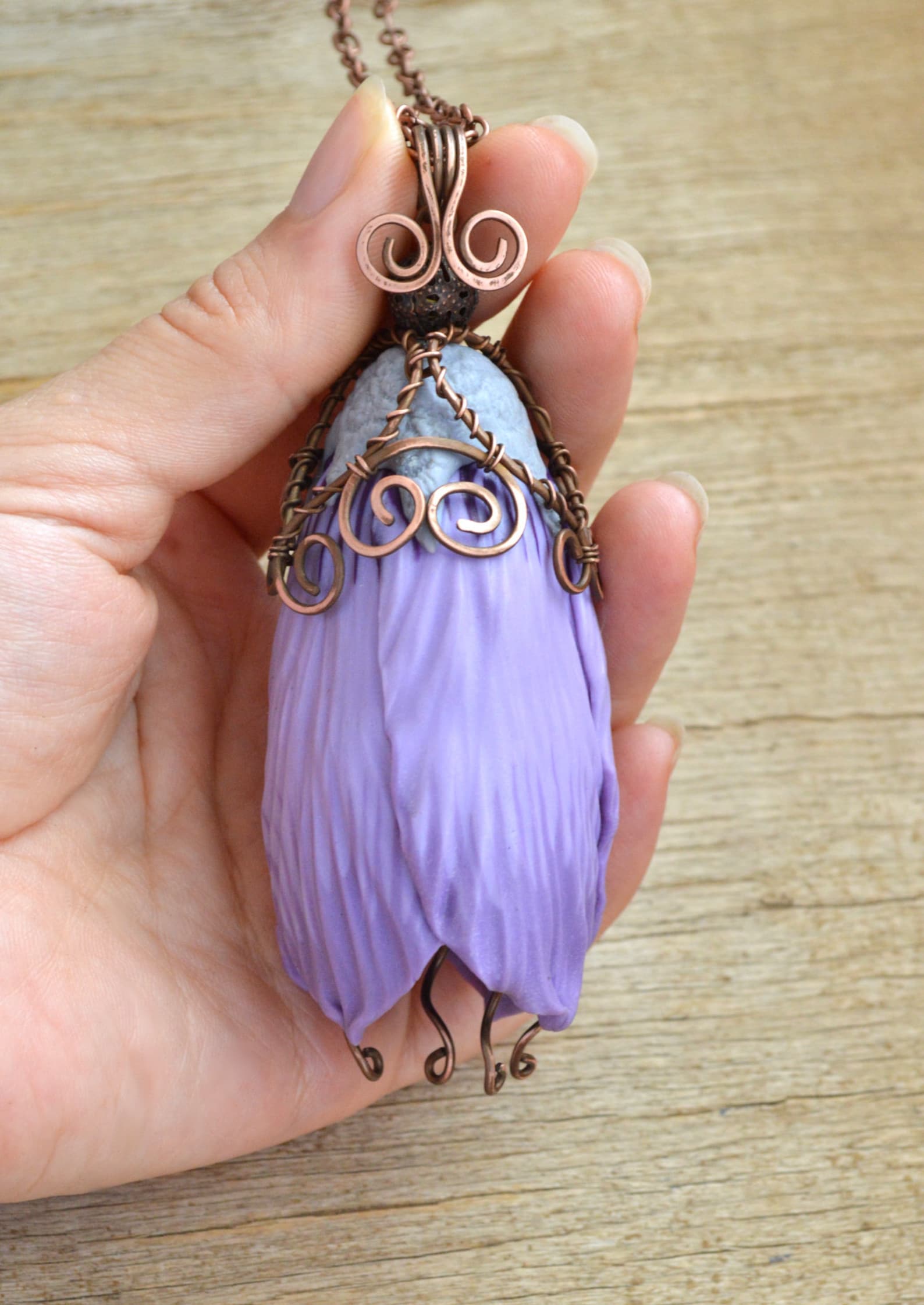 Lilac Flower Jewelry Lilac Flower Necklace Large Pendant Wide Etsy