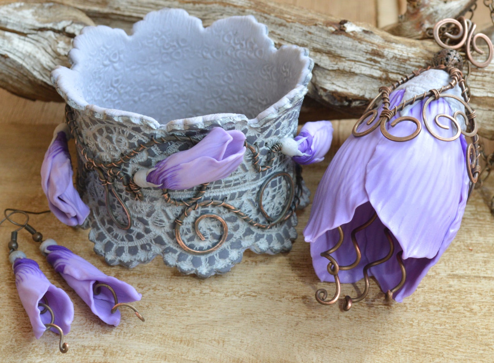 Lilac Flower Jewelry Lilac Flower Necklace Large Pendant Wide Etsy