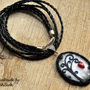 Mothers day gift for mom Black and white necklace Tree necklace Tree jewelry Fantasy necklace Unusual necklace Unusual jewelry Polymer clay image 4