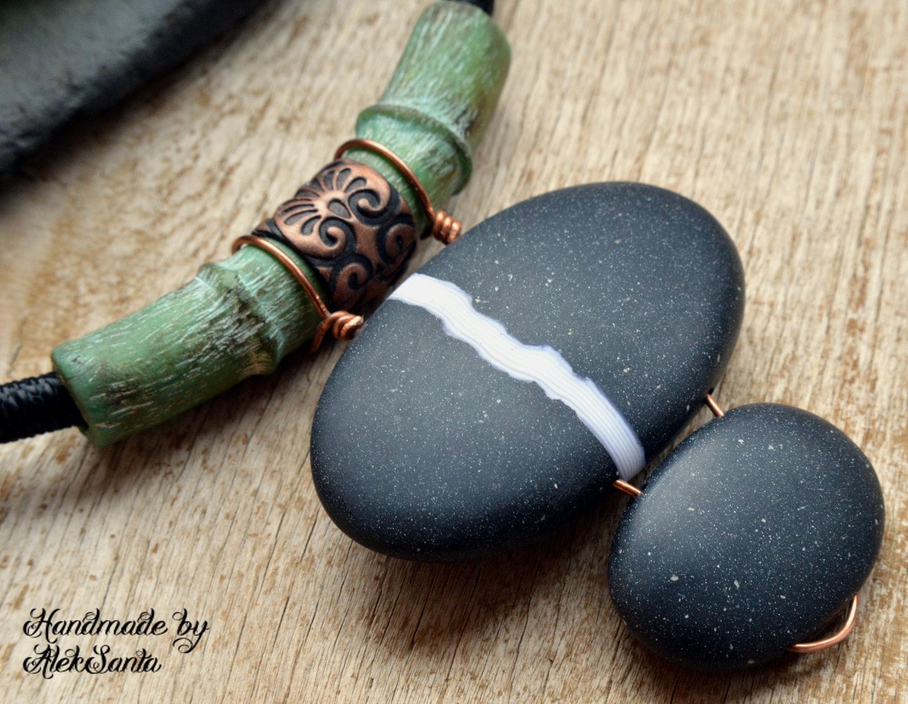 Stone Pendant Necklace Polymer Clay Pendant Necklace Etsy