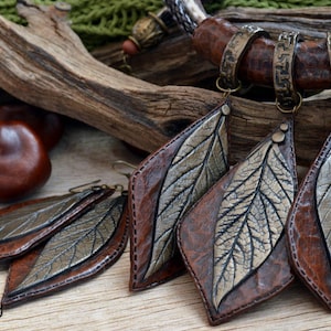 Statement jewelry set Necklace and earings Polymer clay jewelry for women Brown jewelry Earth tone Autumn leaves Autumn jewelry Fall leaves image 1