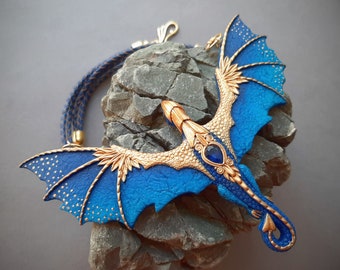 Blue dragon necklace