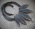 Black Raven Feather Gothic Necklace: Large Statement Polymer Clay Halloween Crow Jewelry