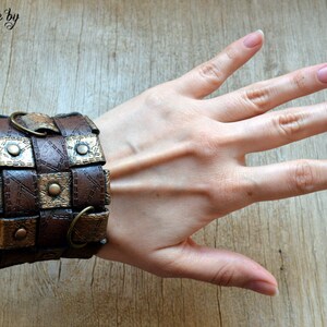 Boho cuff bracelet Brown bracelet Unique bracelet Unusual bracelet Chunky bracelet Fall jewelry Wide bracelet Polymer clay jewelry image 4