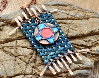 Boho necklace Boho pendant Boho jewelry Ethnic necklace Ethnic pendant Ethnic jewelry Polymer clay jewelry for women Unusual necklace