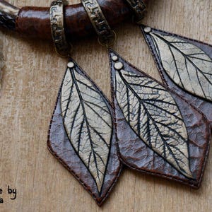 Statement jewelry set Necklace and earings Polymer clay jewelry for women Brown jewelry Earth tone Autumn leaves Autumn jewelry Fall leaves image 7