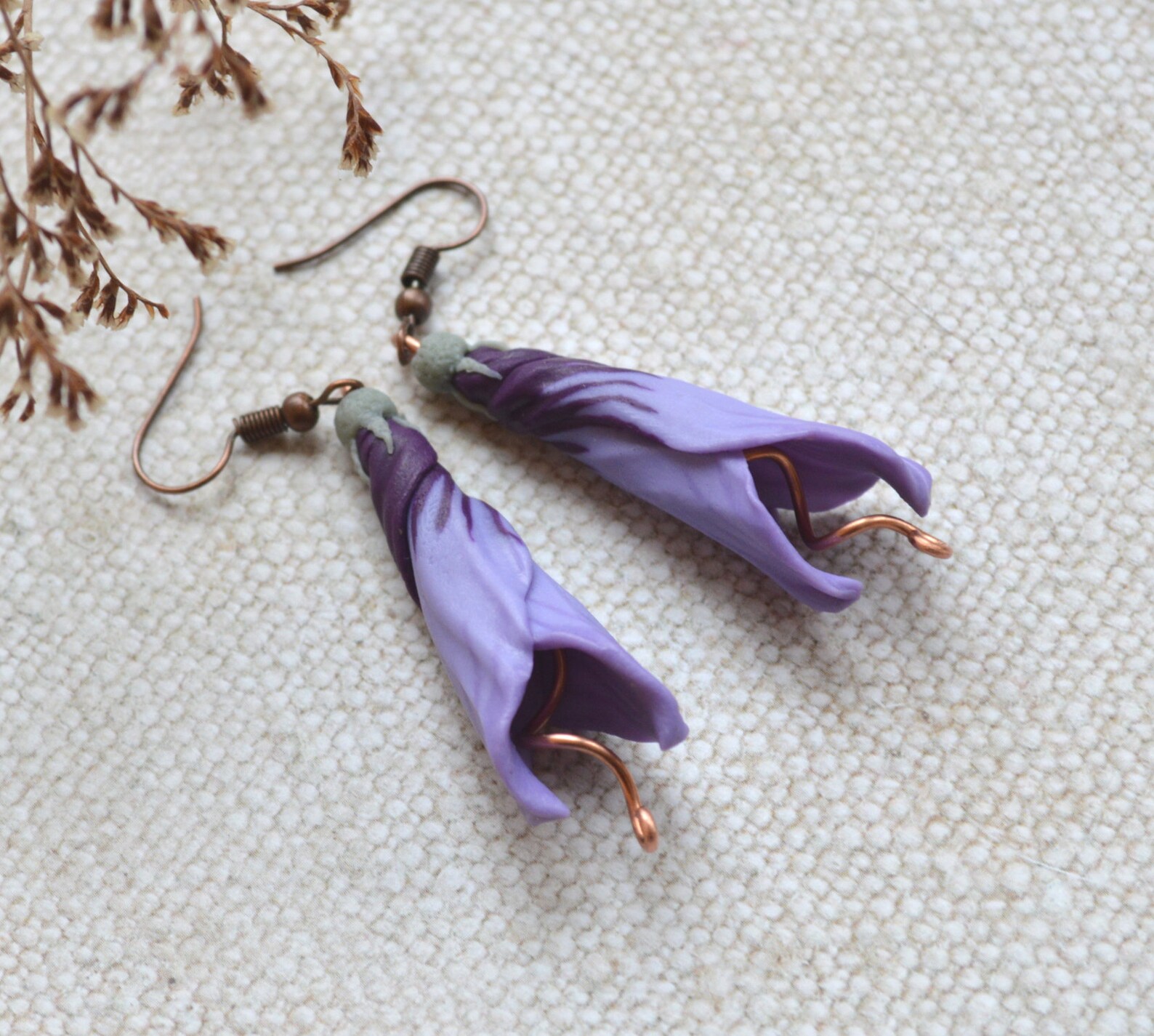 Purple Lilac Flower Earrings Statement Jewelry for Women Long Etsy
