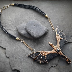 Black dragon necklace with opal image 8