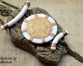 Boho pendant Boho necklace Boho jewelry White necklace pendant White jewelry Statement pendant Statement necklace jewelry Gift for her