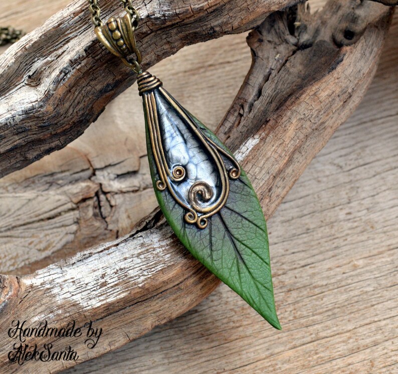 Inspirational Leaf Necklace Leaf Pendant Leaf Jewelry Green Etsy