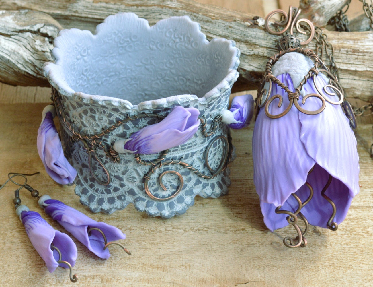 Lilac Flower Jewelry Lilac Flower Necklace Large Pendant Wide Etsy