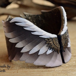 Wing bracelet Feather jewelry Wing bangle Wing jewelry Feather bracelet Wing cuff Polymer clay jewelry for women Brown bracelet Eagle wing
