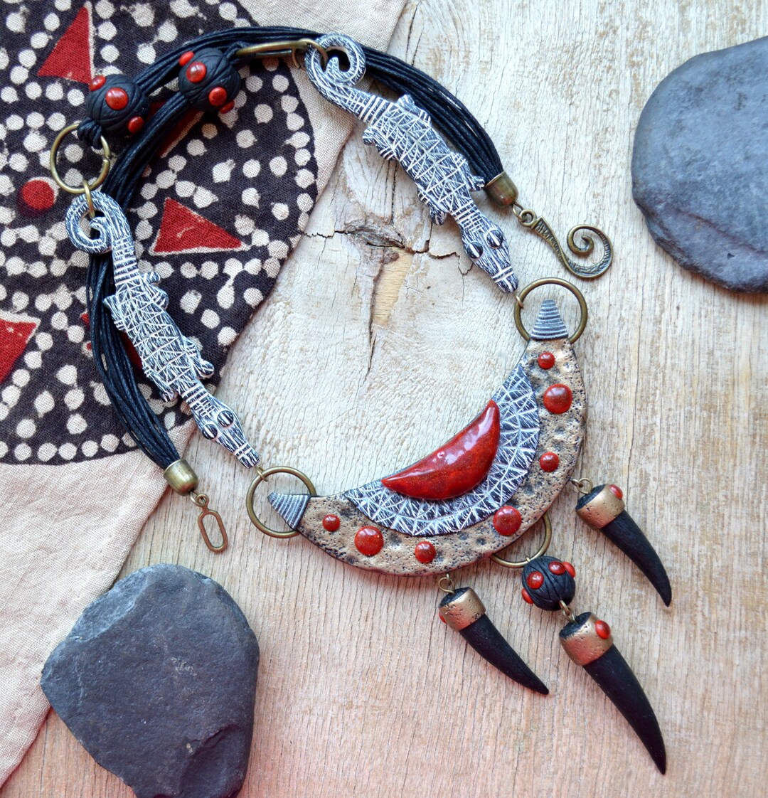 Tribal Natural Leather Necklace, Shaman Pagan Accessories