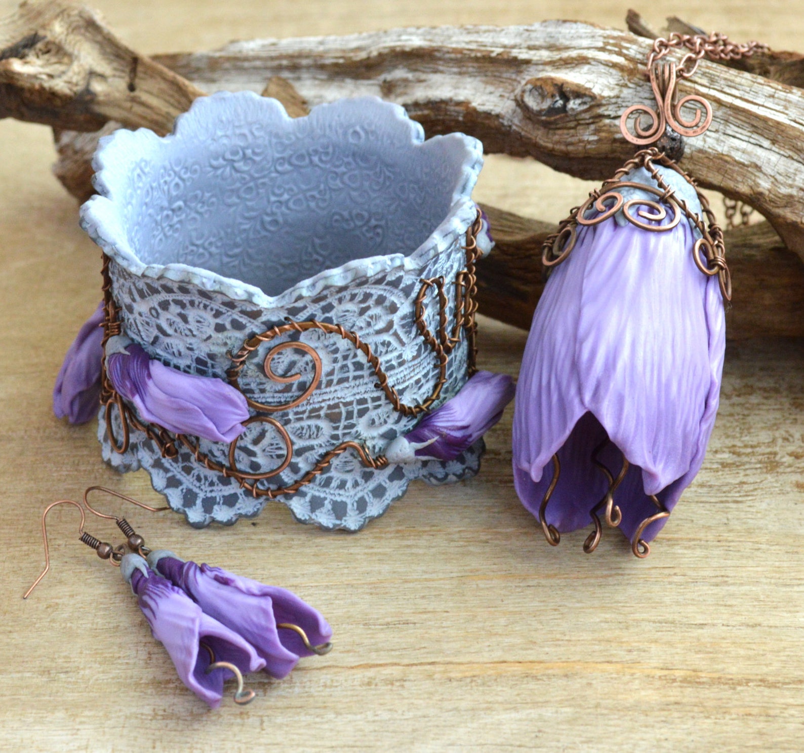 Lilac Flower Jewelry Lilac Flower Necklace Large Pendant Wide Etsy