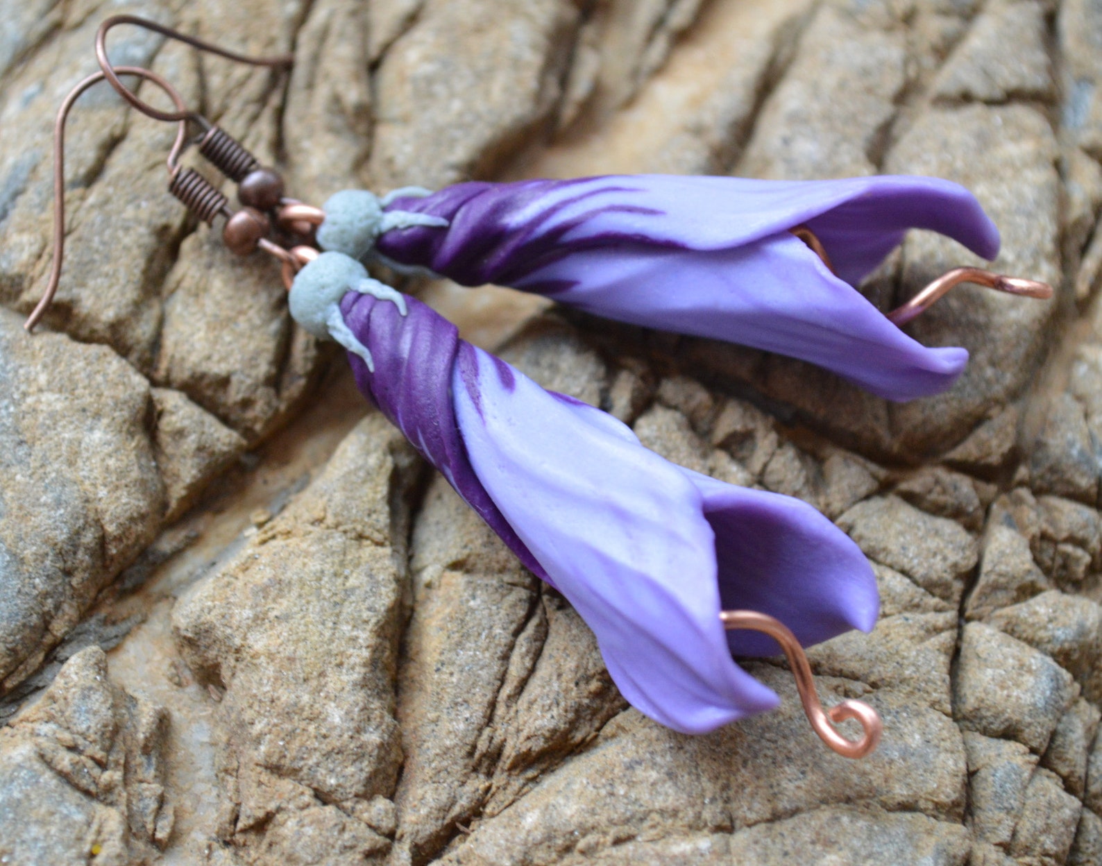 Purple Lilac Flower Earrings Statement Jewelry for Women Long Etsy