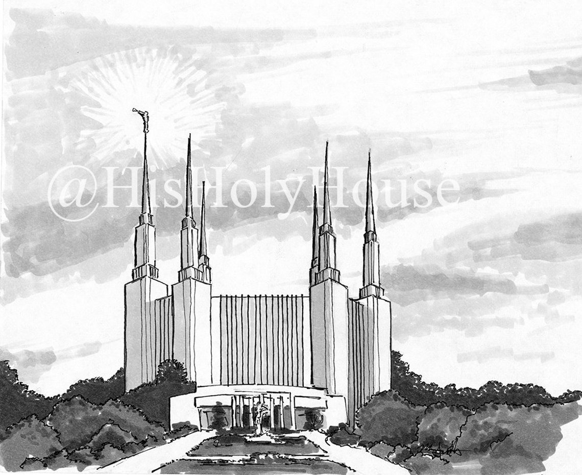 Washington D.C. Temple Ink Drawing Digital Download LDS - Etsy