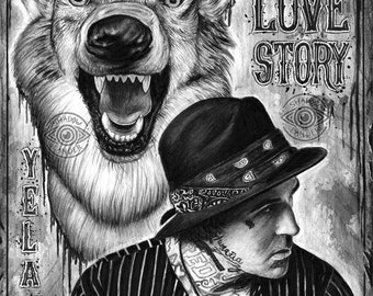 Yelawolf "Love Story" Zeichnung KUNSTDRUCK