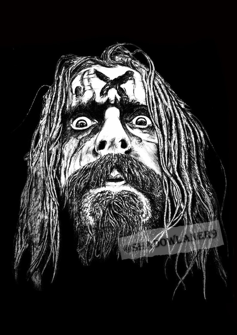 Rob Zombie freak Drawing ART PRINT Etsy