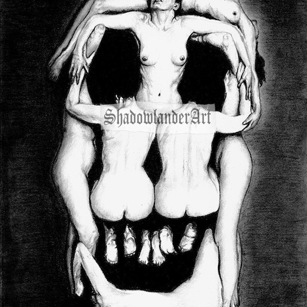 Salvador Dali "In Voluptas Mors / Voluptuous Death" drawing skull ART PRINT