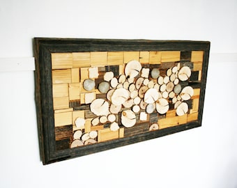 Sun Bleached Reclaimed Wood Marquetry Abstract Sakura Art 52x98 cm Wood Decor Cherry Blossoms 20.5x38.5 in Handmade Unique Art