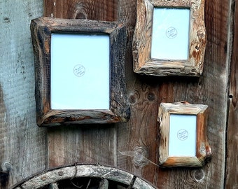CUSTOM SIZING Original Live edge Frames in natural Reclaimed wood colors,Rustic Style Frame, Wall Hanging frames, Made using reclaimed wood