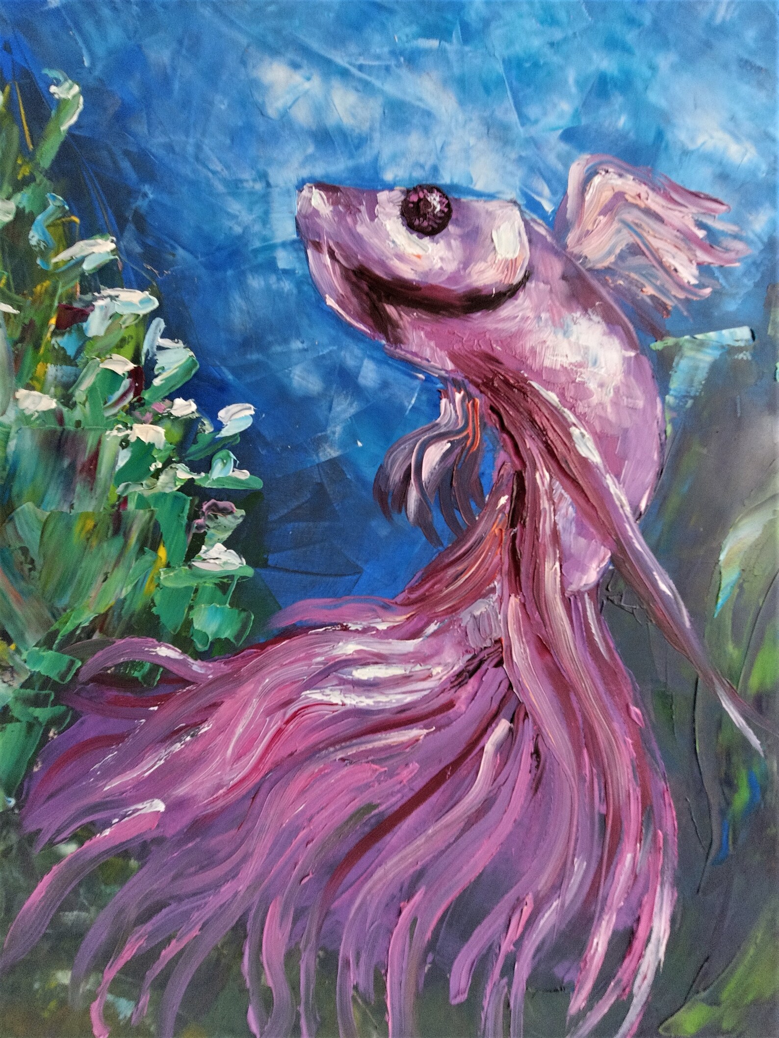 Corals Oil Paintinggn31pink Fish Oil Painting palette Knife Etsy UK