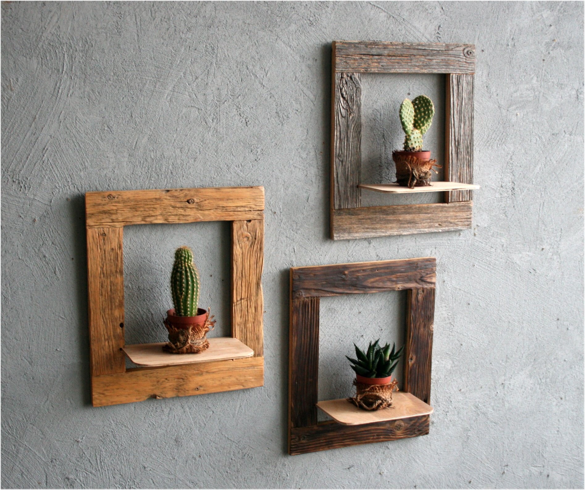 Set of three Open frames Reclaimed Wood Original frames Etsy