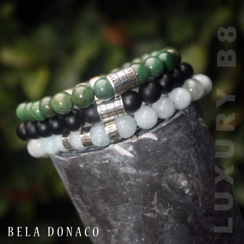 Bela Donaco Armband Luxus B8 afrikanische Jade oxidiertes Sterling Silber 780 Bild 6
