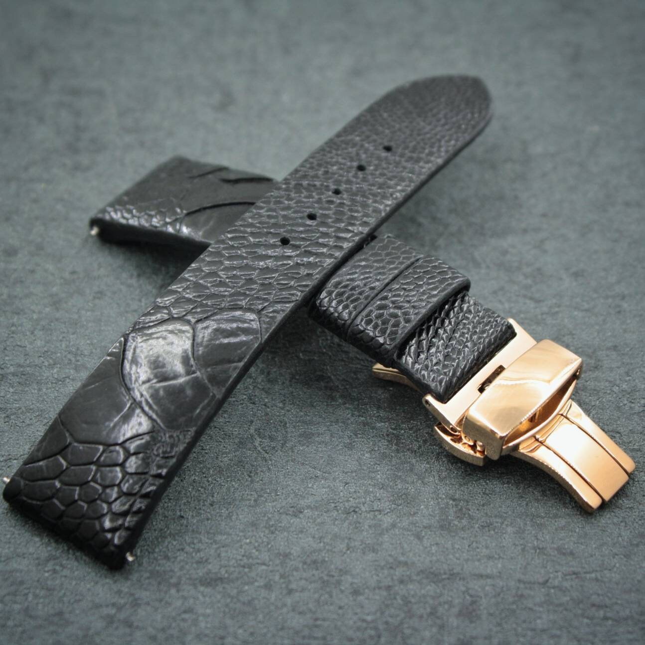 IN STOCK 20mm Ostrich Leather Watch strap 110/70 mm genuine Etsy