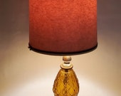 Vintage Amber Glass Diamond Quilt Pattern Electric Lamp Fenton Style