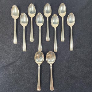 Vintage Nickel Silver Demitasse Spoons Set of 10 Small 5 1/8&quot;