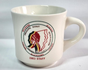 Vintage Boy Scouts Coffee Mug Owasippe Scout Reservation Staff 1983 10 oz C.A.C. BSA